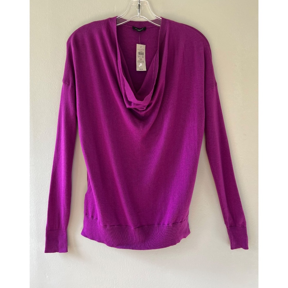 Ann‎ Taylor Sz XS S Pink Pullover Sweater Knit Cowl Neck Stretch Blouse